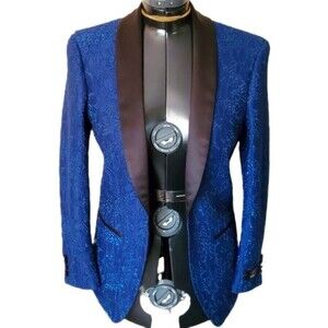 Vitali Suit Jacket Cobalt Blue Art Blazer Size Small Royal Blue Shawl Dress Up